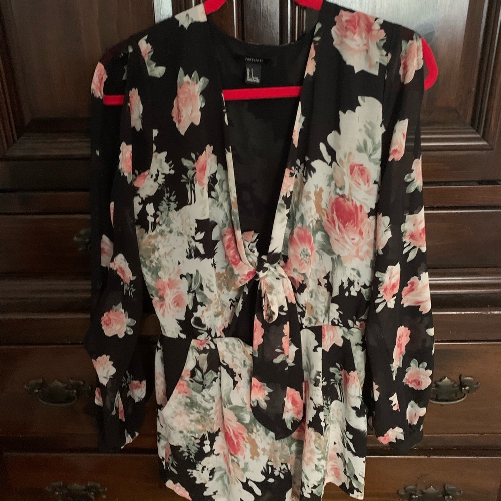 Silk Floral Long sleeve romper
